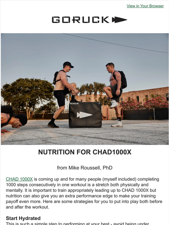 GORUCK: Nutrition for CHAD1000X from Dr. Mike Roussell | Milled