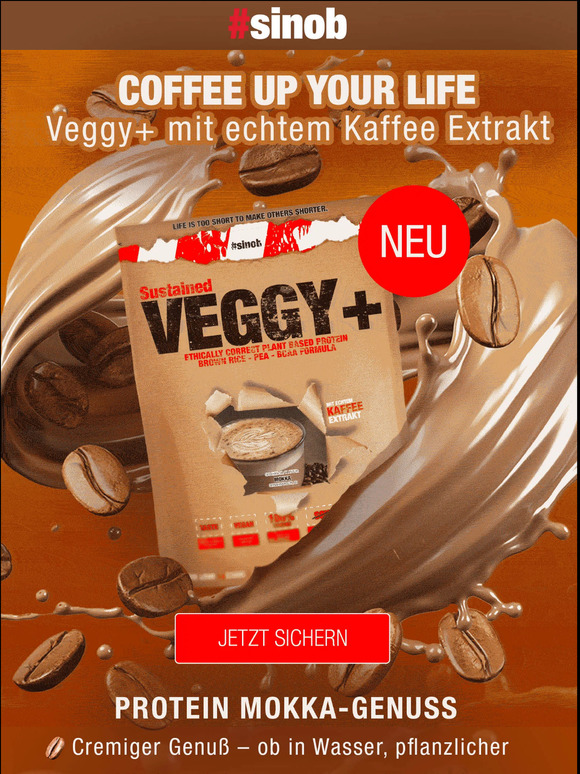 sinob JETZT NEU unser veganes Protein VEGGY+ MOKKA 🌱😍 Milled