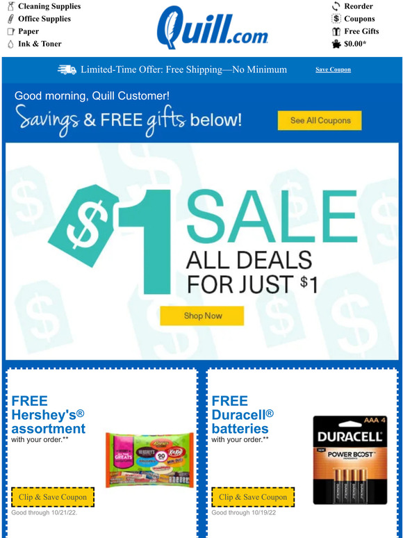 Hi Quill Customer, You Snagged FREE Batteries with Your