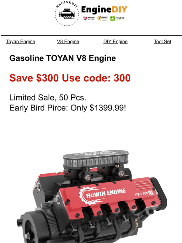 Enginediy: 💥TOYAN Gasoline V8 Engine For Sale Now! | Milled