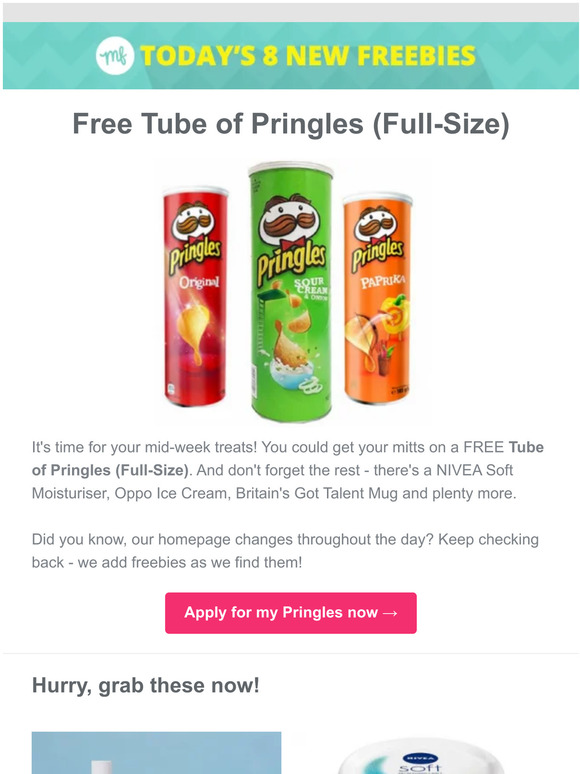 MagicFreebies: Free Tube of Pringles (Full-Size) | Milled