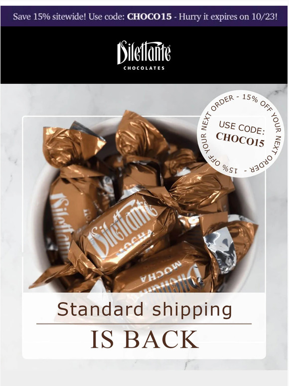 Oops! Discount code CHOCO15 is now working! 📦 🍫