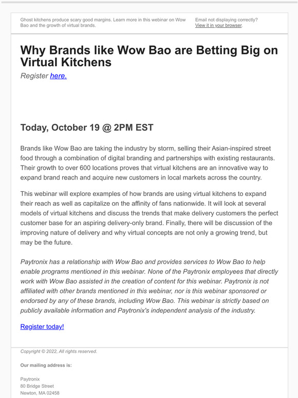 Today's webinar: Wow Bao and Virtual Kitchens