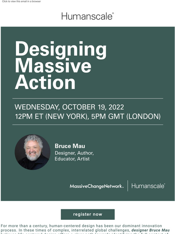 Last Chance: Register for our newest webinar featuring Bruce Mau