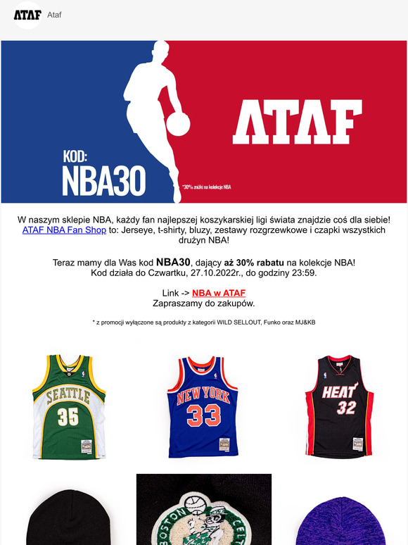☰ 🏀🎁 -30% na start sezonu NBA w ATAF 🎁🏀