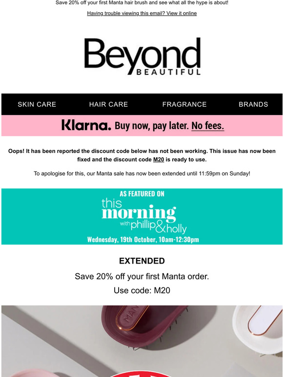 EXTENDED: 20% Off Manta Hair Brushes