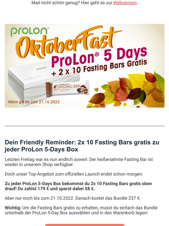 Das Fasting Bar Launch Paket läuft aus