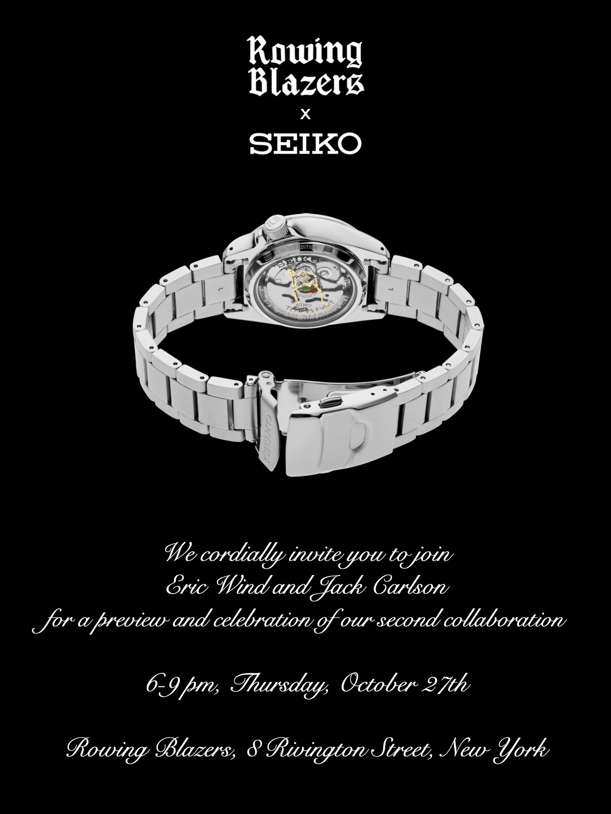 Rowing Blazers VIP INVITATION Rowing Blazers x Seiko Preview Milled