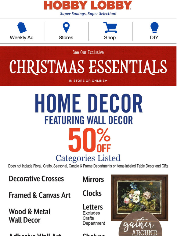 Hobby Lobby 50 Off Wall Decor & So Much More! Milled