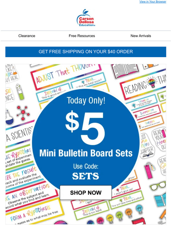 CarsonDellosa Education Ends Midnight! 5 Bulletin Board Sets Flash Sale Milled