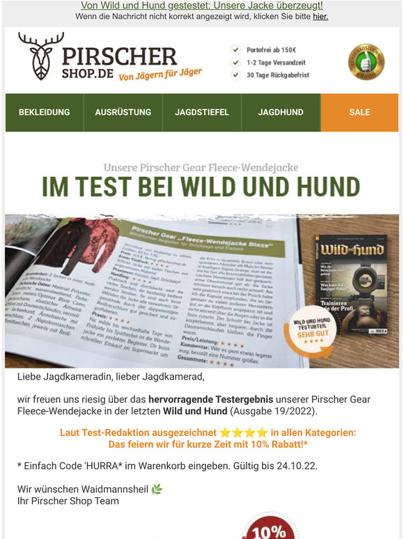 🏆 Testurteil SEHR GUT: Wendejacke von Pirscher Gear