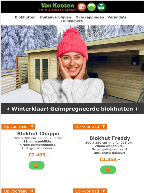 MEGATIP! Winterklaar geïmpregneerde blokhutten bij Van Kooten Tuin & Buiten Leven
