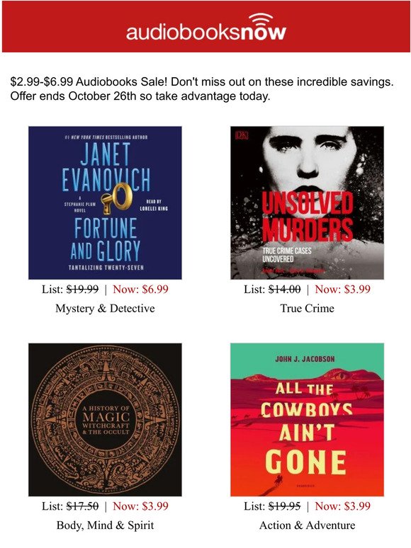 $2.99-$6.99 Audiobooks Sale