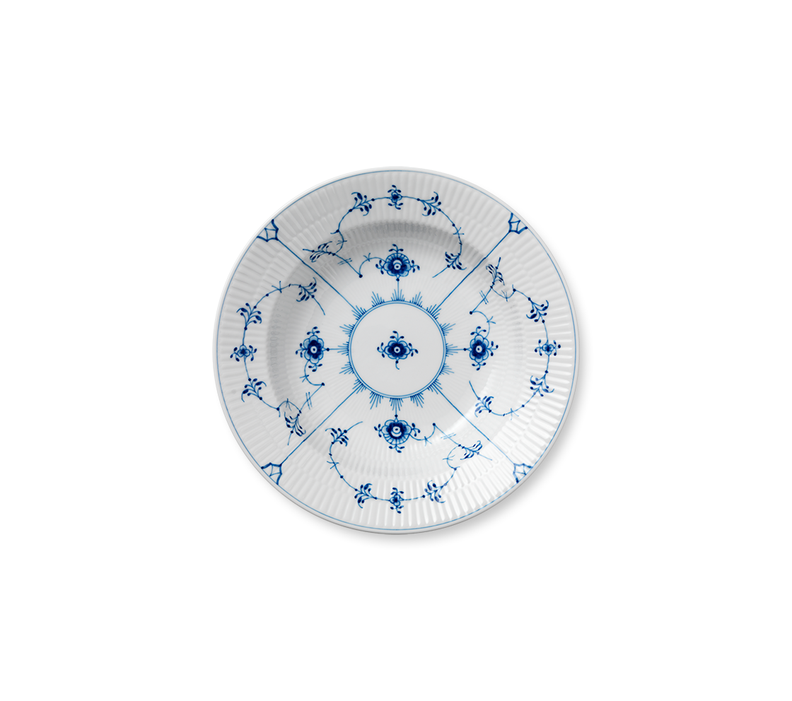 Blue Fluted Plain Deep Plate, 23 cm