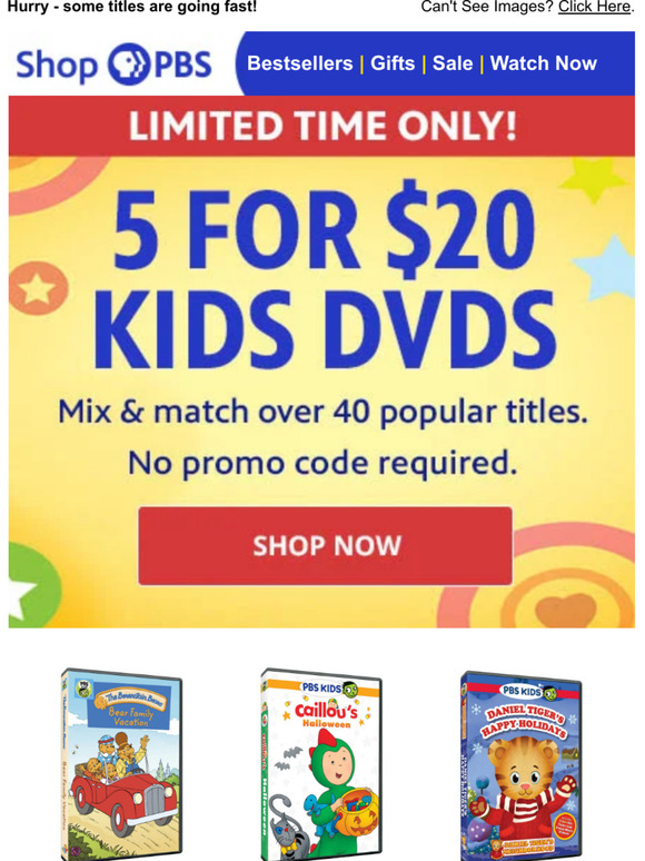 Kids DVDs 5 for 20! Milled