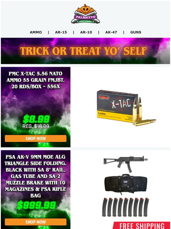 Palmetto State Armory Halloween Deals Start Now! Get Free Shipping On ALL PSA Guns, Upper