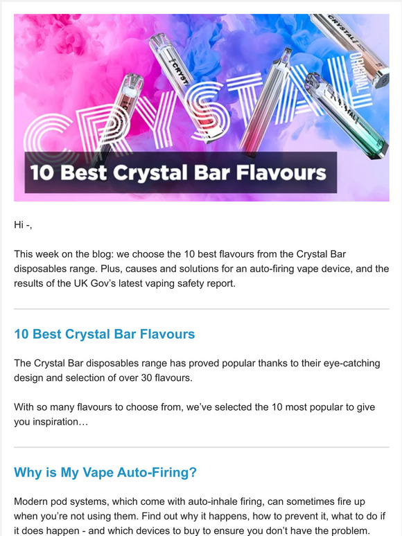 E Cigarettedirect 10 Best SKE Crystal Bar Flavours Milled