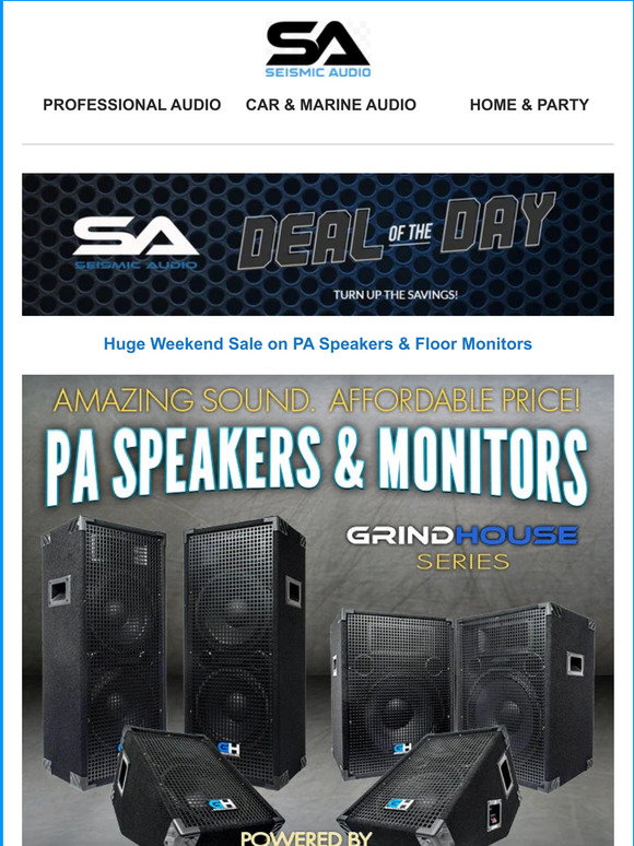 Seismic Audio Speaker Weekend Sale on PA Speakers and Floor Monitors