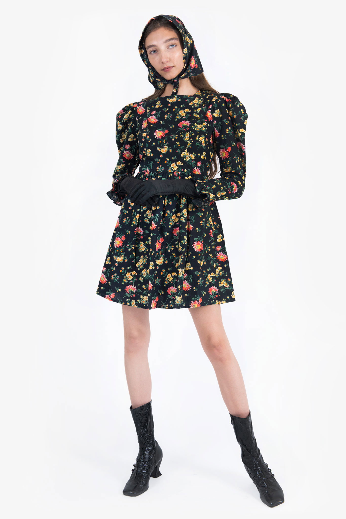 Laura Ashley x Batsheva Square Neck Mini Prairie Dress in Rhian Daisy