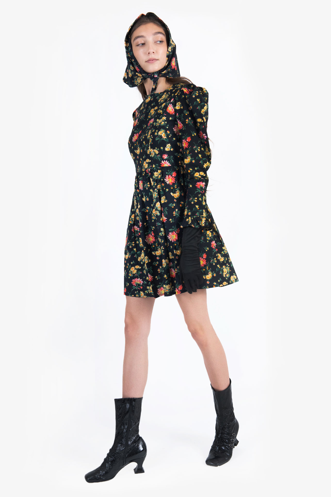 Laura Ashley x Batsheva Square Neck Mini Prairie Dress in Rhian Daisy
