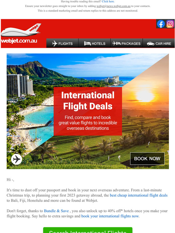 AU Find top international flight deals at Webjet! Milled