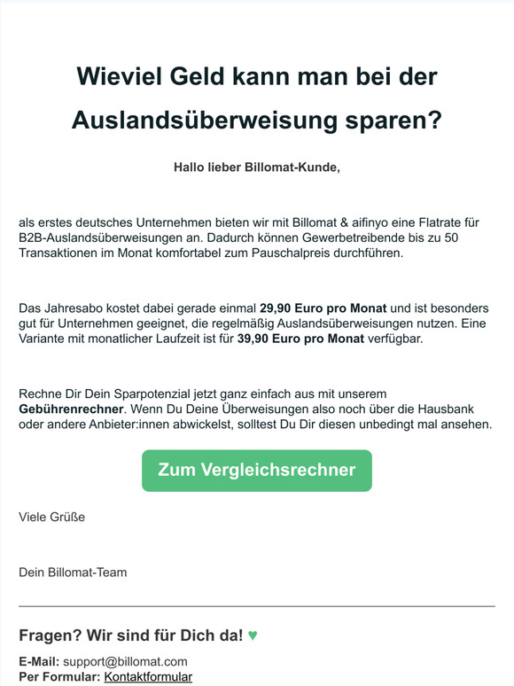 Jetzt Ersparnis berechnen bei der Auslandsüberweisung
