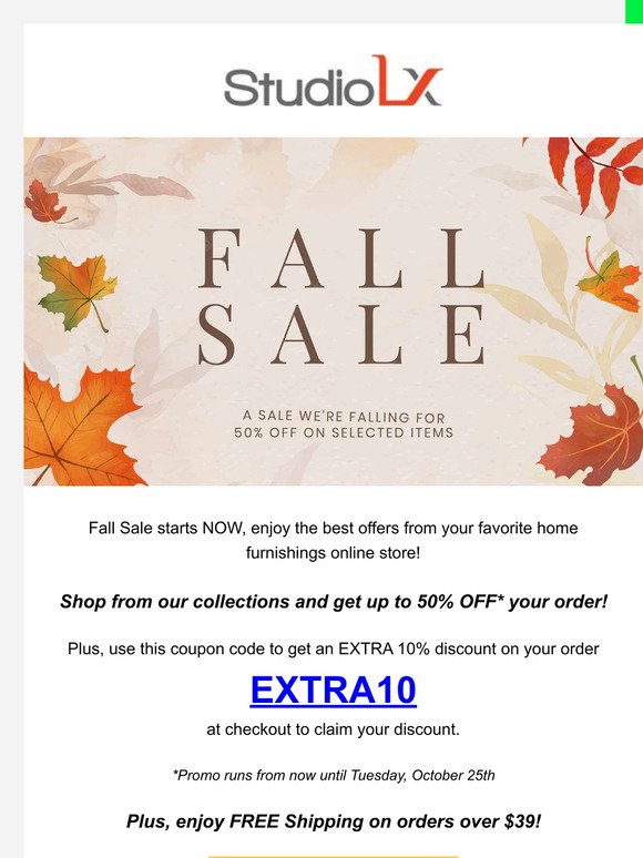 #FallSale Deals for You from StudioLX!