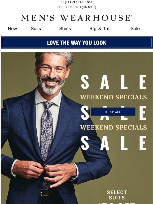 Men's Wearhouse Drumroll please. Weekend Specials start NOW! Milled