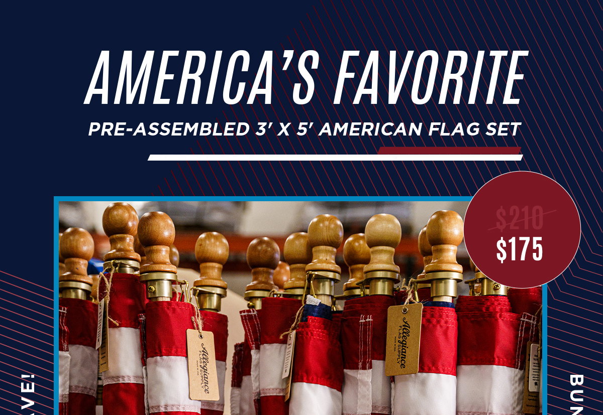 Pre-Assembled 3'x5 American Flag Set
