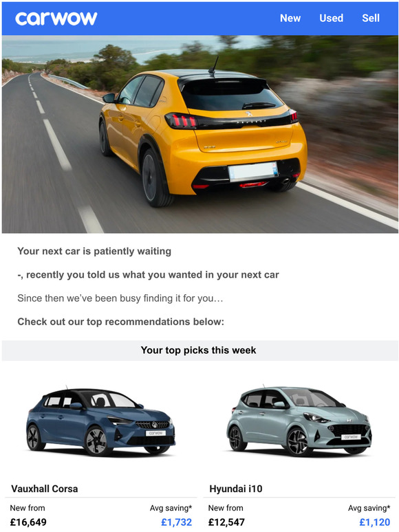 Reminder: You configured your dream car with carwow