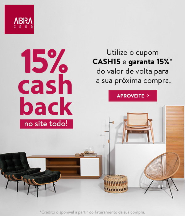 15% de cashback com cupom CASH15 no site da Abra Casa