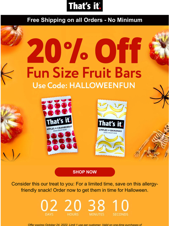Scary Good Savings 👻 20% Off Fun Size Fruit Bars