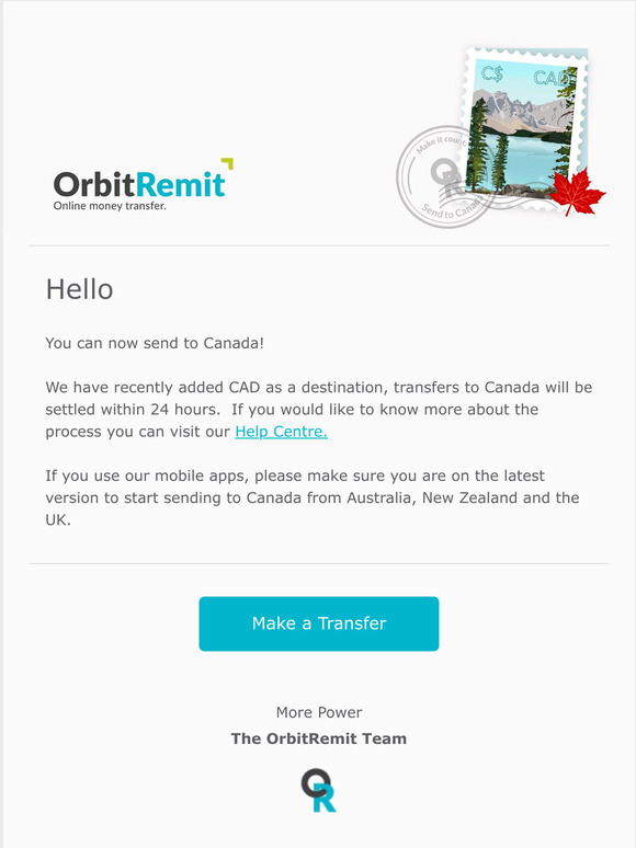 You can now send to Canada