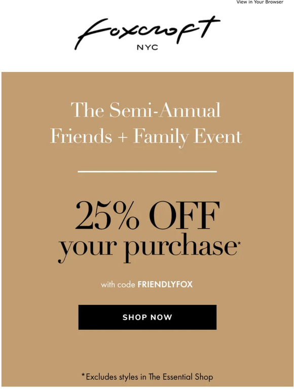 Friends + Family Sale continues...