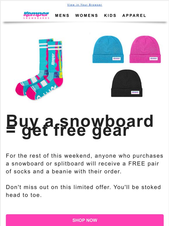 💨 24-Hour sale: FREE gear when you buy a snowboard! 💨