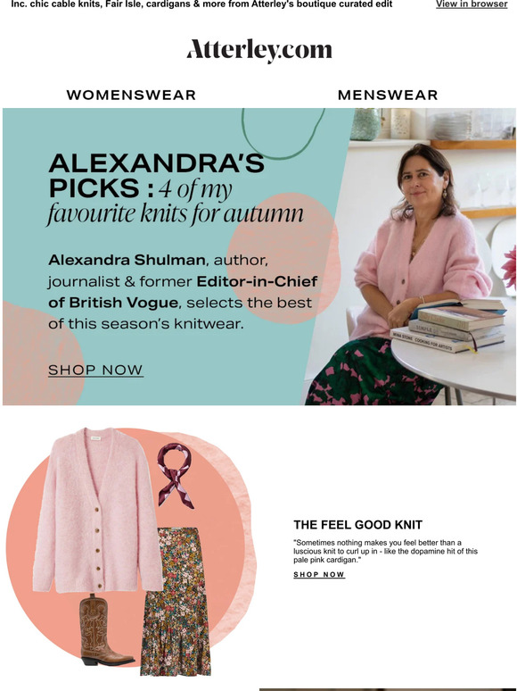 "4 of my favourite knits for autumn" chosen by former Vogue editor Alexandra Shulman