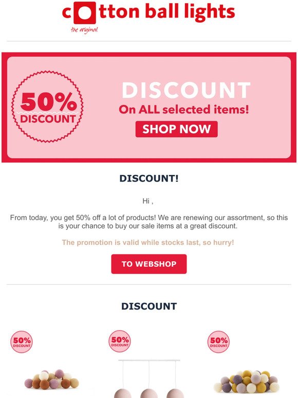 50% discount from today!
