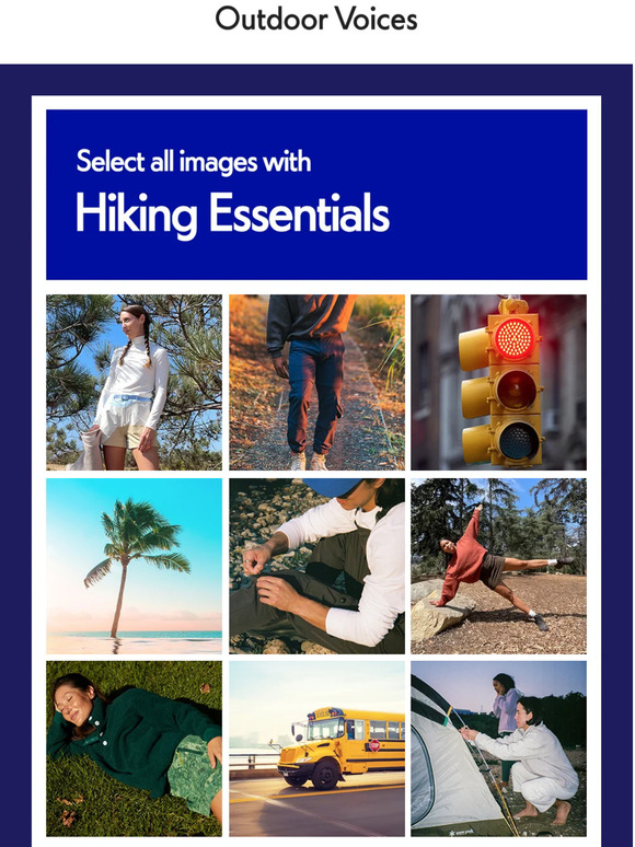 Outdoor Voices Please verify your outdoor identity. Milled