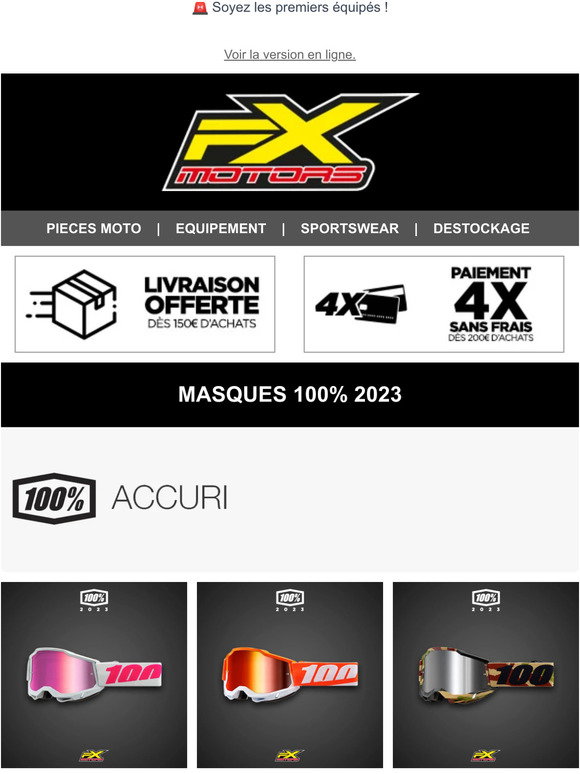 Masque Cross 100% Racecraft 2 Jaune Fluo - FX MOTORS