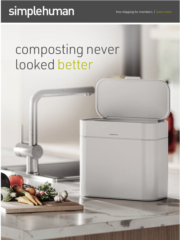 simplehuman Introducing compost caddy — in allnew white & matte black