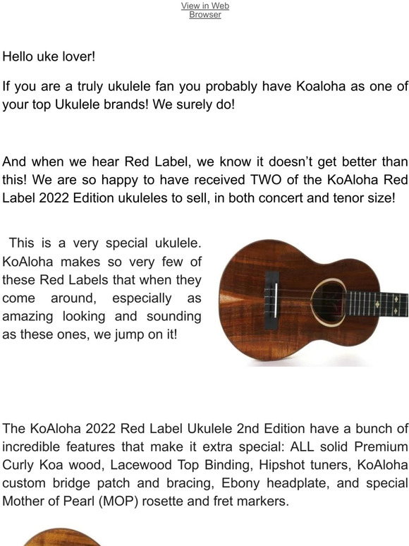 Uke Like The Pros 2022 Red Label! The best of the best!! Milled