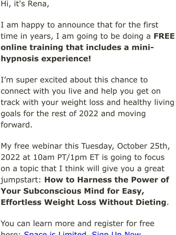 (Invite) Free Training Live Hypnosis for Weight Loss