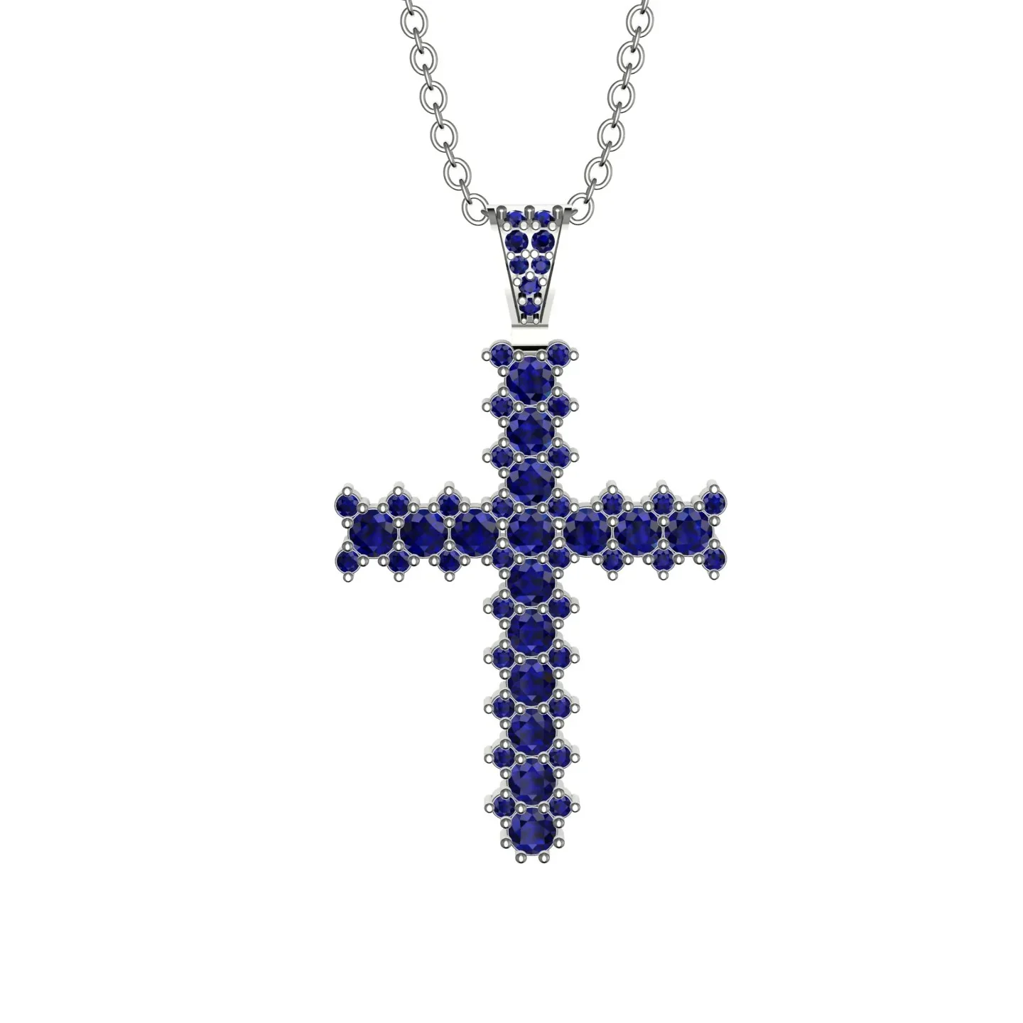 Image of Glamorous Sapphire Cross Pendant - Raymond No. 15