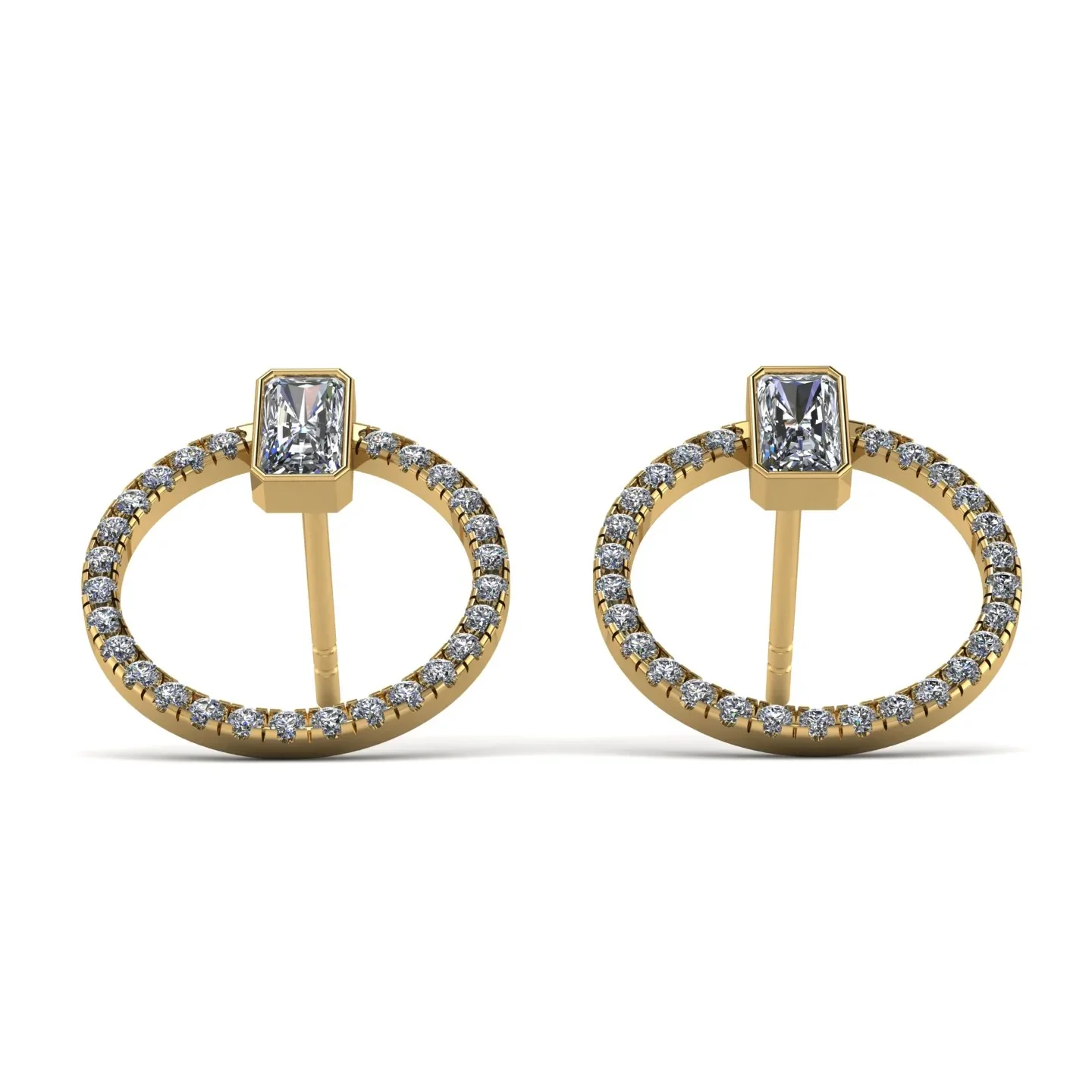 Image of Emerald Cut Circle Diamond Earrings - Oaklyn No. 1
