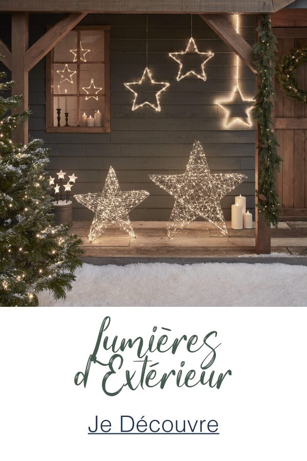 Lot d'étoiles lumineux de Noël en guide de décoration Extérieur.