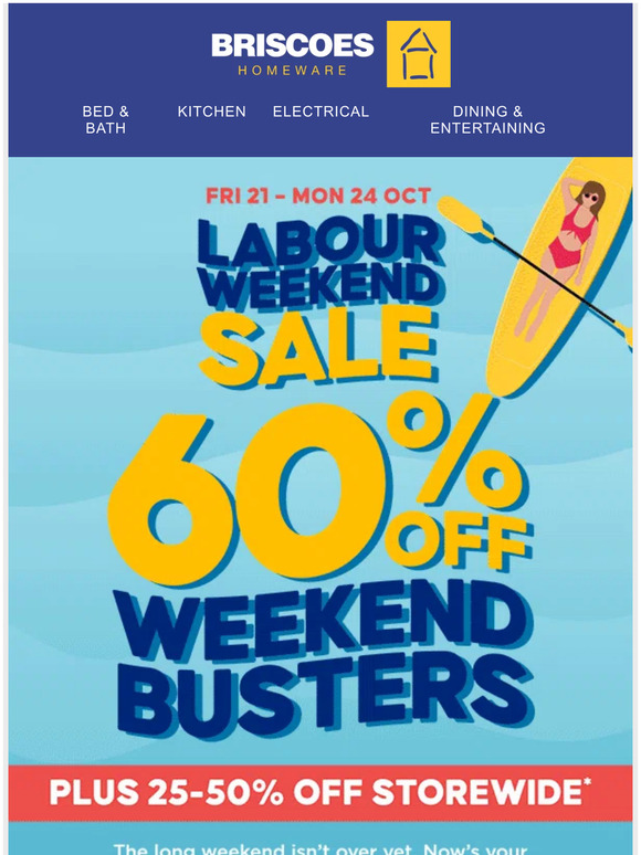 Briscoes LAST CHANCE 60 off deals ends today! Milled