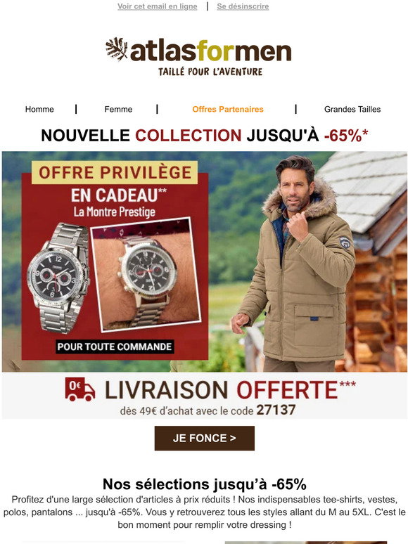 Veste En Jean ATLAS FOR MEN - Grandes Tailles M à 5XL - Denim Robuste Et Confortable