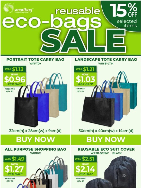 15% off - Reusable Eco Bag Sale