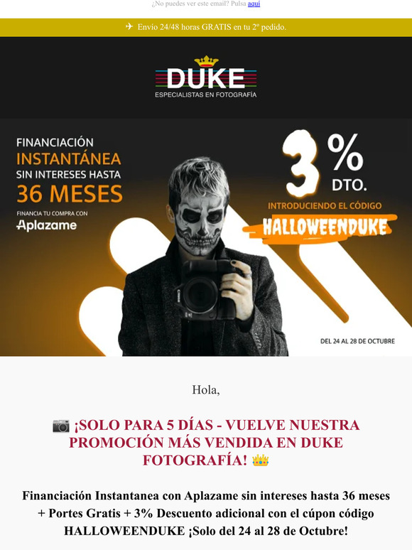 Sólo del 24 al 28 de Octubre