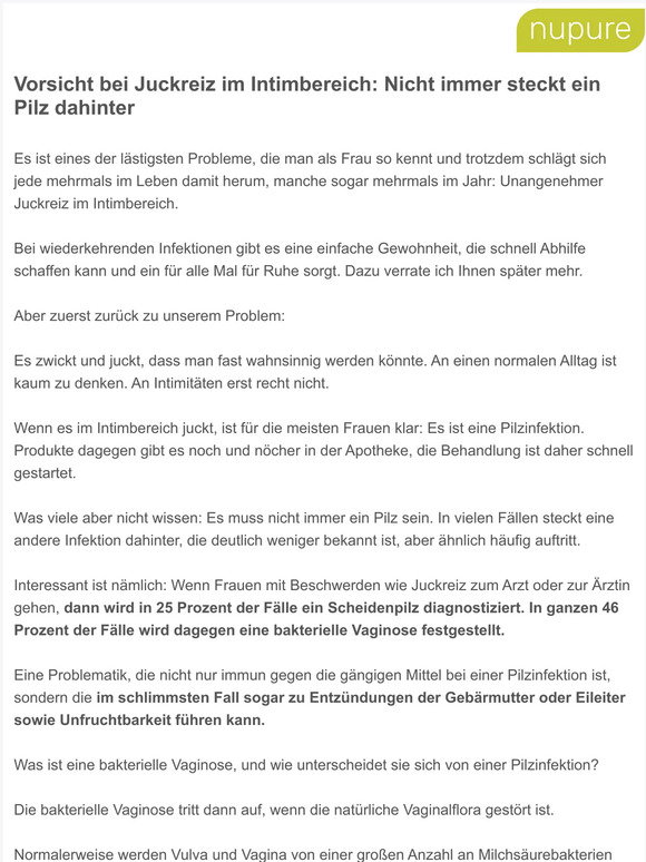 Nupure DE: Vorsicht bei Juckreiz im Intimbereich: Nicht immer steckt